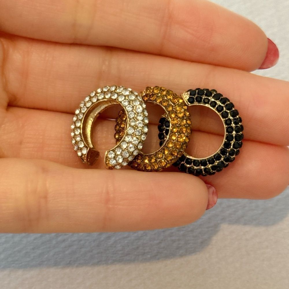 diamond cuff earrings A688 - Picture 3 of 3